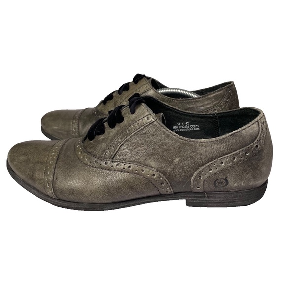 Born Women's Cap Toe Oxford Leather Wingtip Distressed Gray Shoes Size 10 - Picture 1 of 13